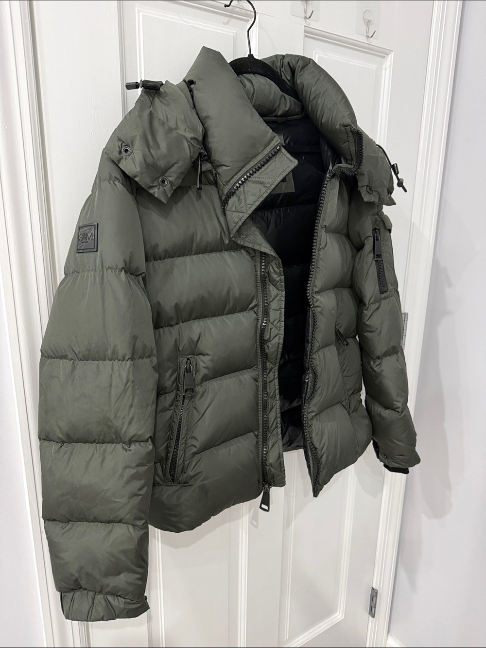 SAM. Men's Olive Quilted Down Puffer Jacket